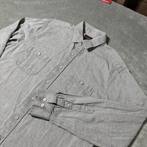 UNTUCKit Mens Hemsworth Shirt Large Gray Long‎ Sleeve Regular Fit Button Down